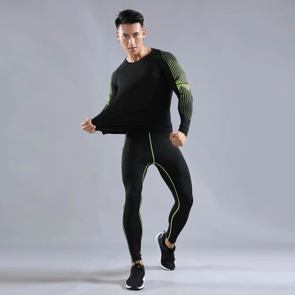 Новая компрессионная фитнес-Тренировка Спортивная одежда для бега набор обтягивающих мужских леггинсов футболка Demix Спортивная одежда для тренажерного зала спортивный костюм