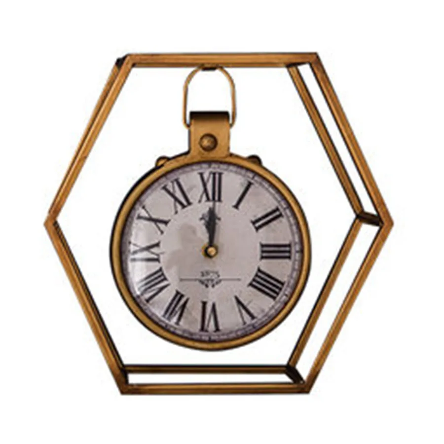 Large Desk Clock Европейский ретро шестигранный будильник Римский кованого железа украшения Будильник немой украшения милый детский будильник QLA018 - Цвет: Large Desk Clock
