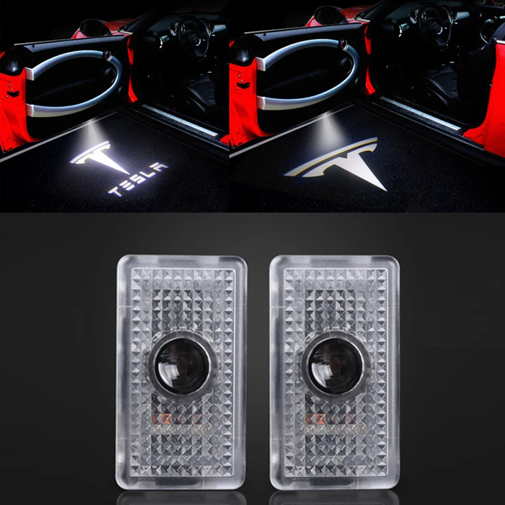 

2pcs For Tesla MODEL 3 MODEL S MODEL X MODEL Y Tesla Logo Projector Light Car Door Light Courtesy Welcome Light Decorative Lamp