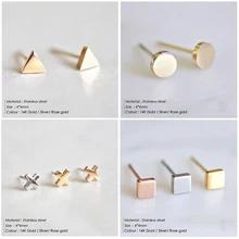 Модные золотые серебряные серьги-гвоздики из нержавеющей стали для женщин офисные маленькие Эффектные серьги-гвоздики минималистичные вечерние ювелирные изделия