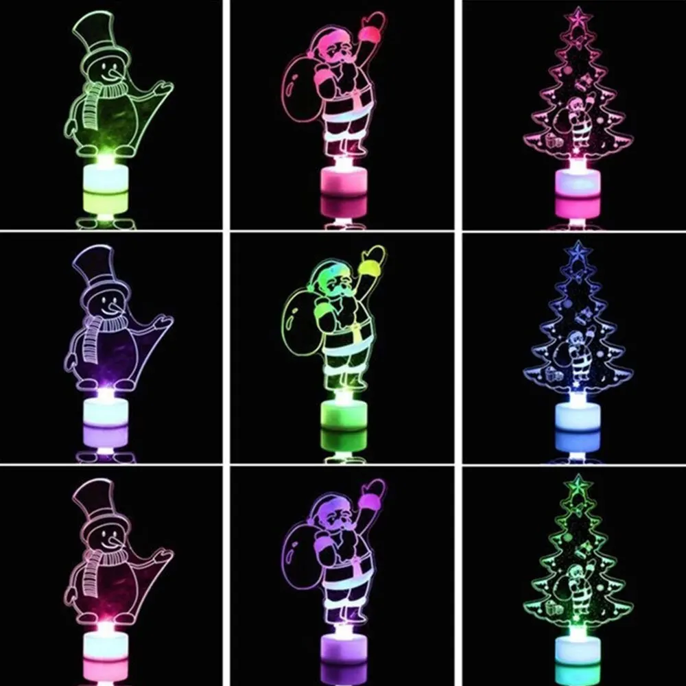 Ночной светильник вечерние Декор Xmas Tree светодиодный ночной Светильник фестиваль акриловый креативный настенный светильник дом красочный мини Рождественский снеговик