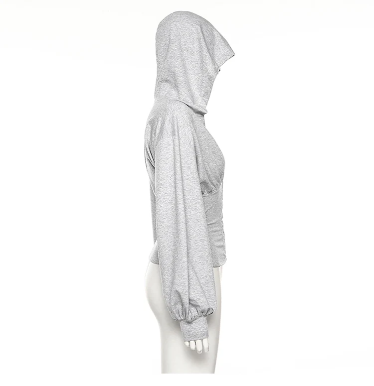 НОВЫЕ шикарные облегающие повязки Vestido Женская блузка серого цвета с глубоким v-образным вырезом с пышными рукавами женские футболки; тенниски для женщин