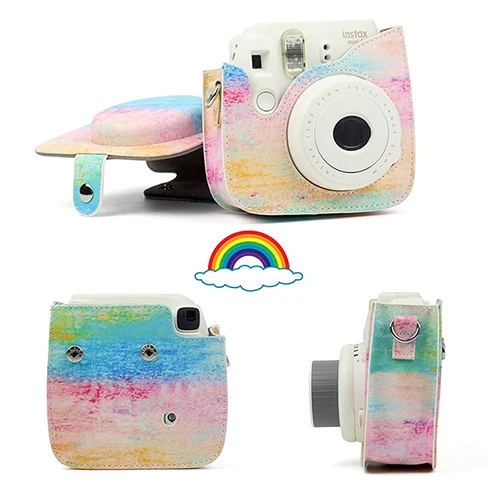 Fujifilm Instax Mini camera Bag ColorfuI мгновенный аксессуар для камеры из искусственной кожи чехол с плечевым ремнем для Instax Mini 9 Min8 8 - Цвет: Rainbow mist