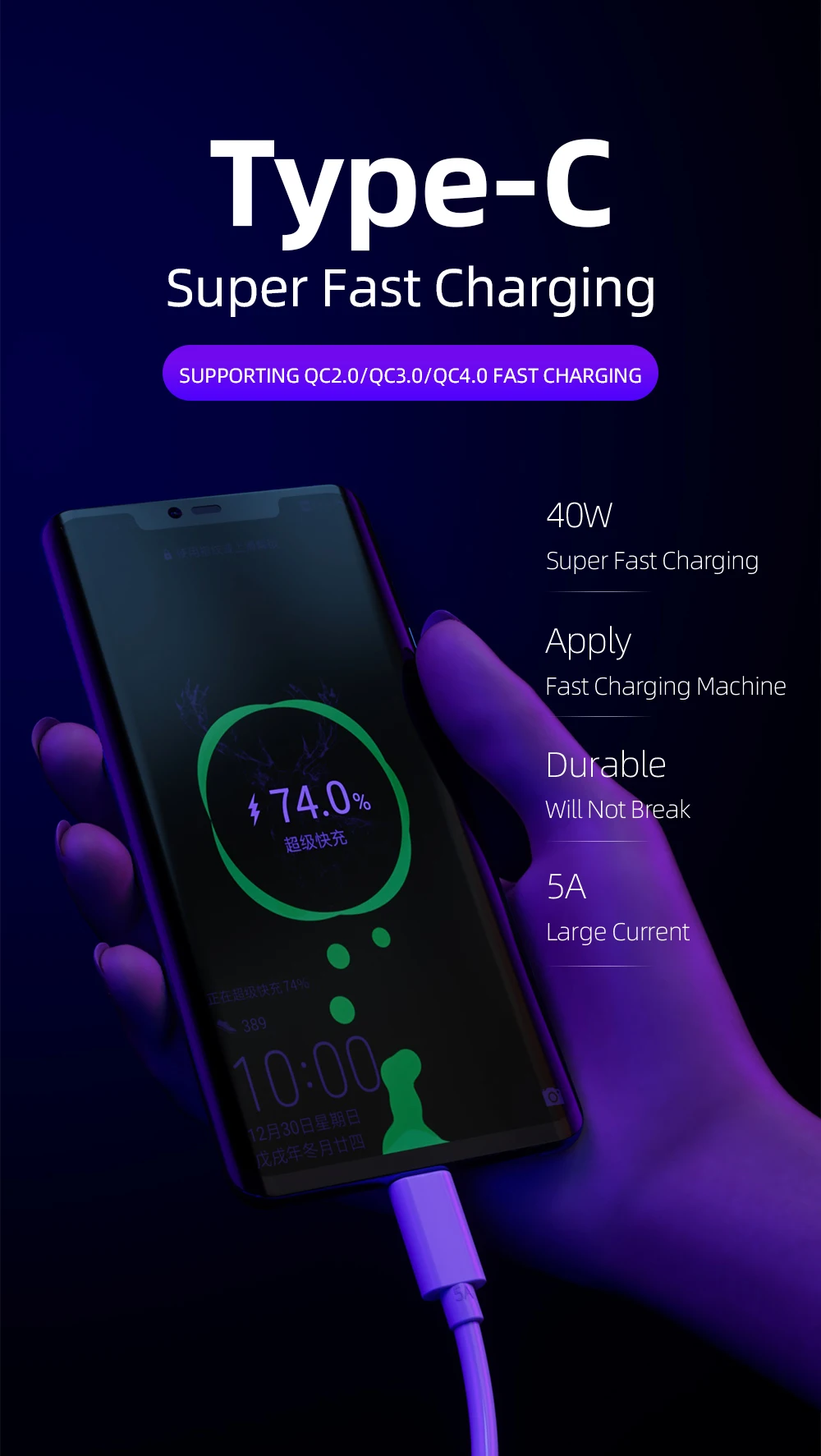 TEAEGG usb type C кабель для samsung S10 S9 S8 A50 Xiaomi Redmi Note 7 Быстрая зарядка USB-C зарядное устройство для мобильного телефона USBC type-C кабель