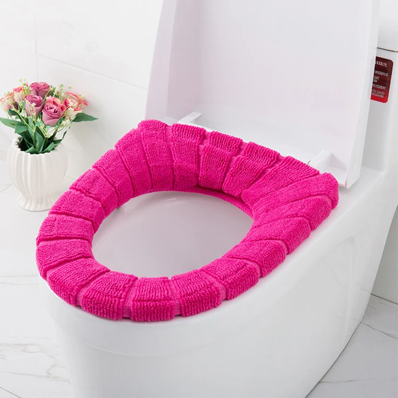 Soft Bathroom Toilet Seat Closestool Washable Warmer Mat Cover Pad Cushion Bathroom Accessories AUG889 - Цвет: Rose red