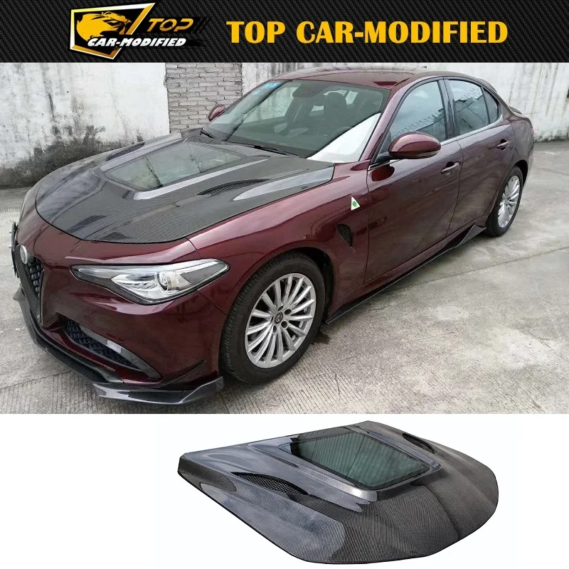 

Бесплатная доставка, аксессуары для отделки автомобильного стайлинга, 100% Прозрачная крышка двигателя из углеродного волокна для Alfa Romeo Giulia 2017-2019