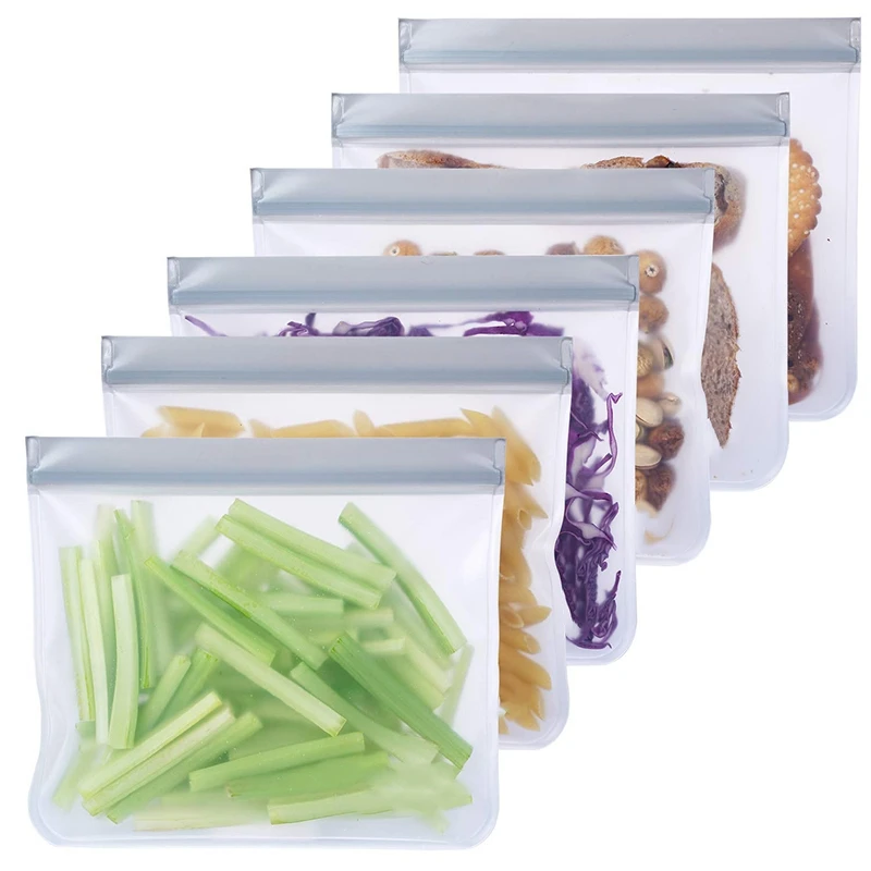 Многоразовые сэндвич-пакеты 6 упаковок супер толстый герметичный многоразовый пакет для хранения Ziplock идеально подходит для ланча сэндвича, пищевых закусок, Fru