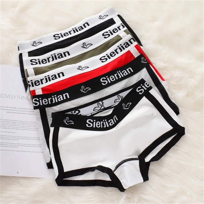 

2pcs Neutral Underwear Women Color Shorts Tomboy Mid-waisted Cotton Boxer Briefs Solid Knickers Tran Les Lesbian Boyshort