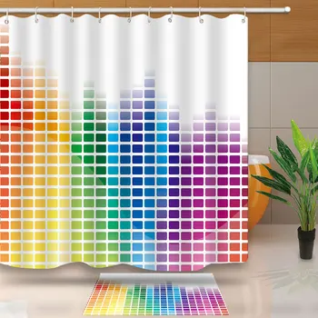 

Modern cube Pattern Abstract Modern Painting Mondrian Colorful Bauhaus Waterproof Polyester Fabric Shower Curtain Douchegordijn