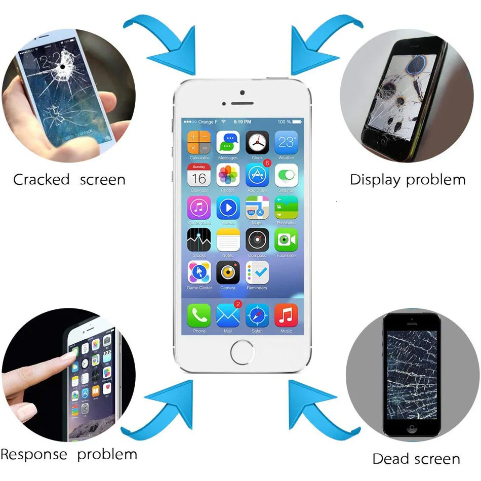 Для iPhone 5S экран Замена ЖК-дисплей Совместимость полная сборка сенсорный дигитайзер с фронтальной камерой дигитайзер Замена