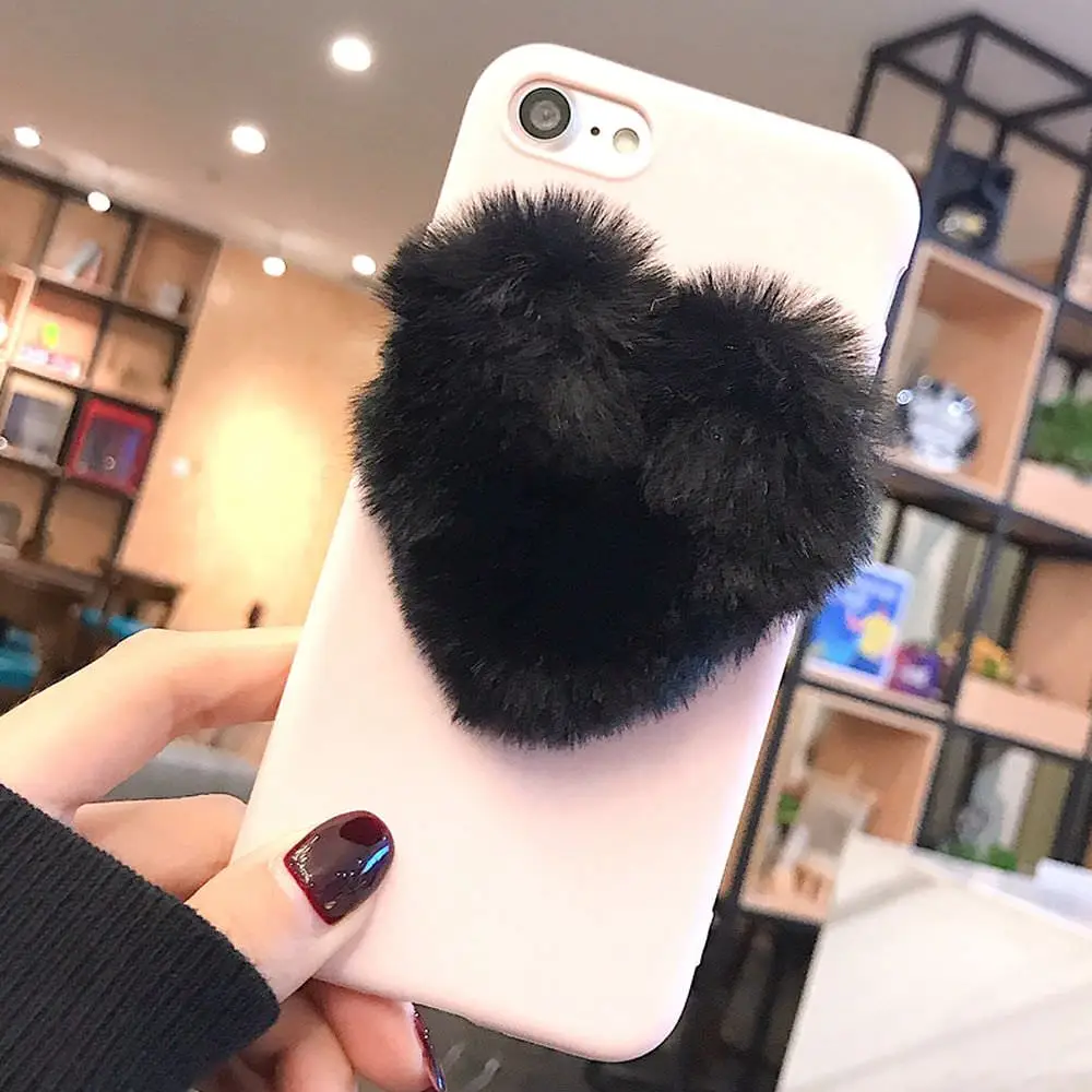 LAPOPNUT 3D Fuzzy Furry Pom TPU Bumper Phone Case for Huawei P30 Pro P20 Lite Mate 20 Luxury Silicone Soft Protective Cover |