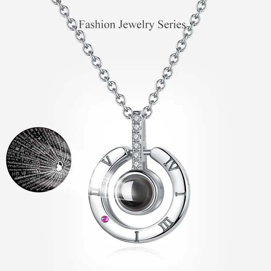 925 пробы Серебряное ожерелье, 100 языков, проекционное ожерелье с надписью «I LOVE YOU», женское Ювелирное колье с надписью «Memory Of LOVE»