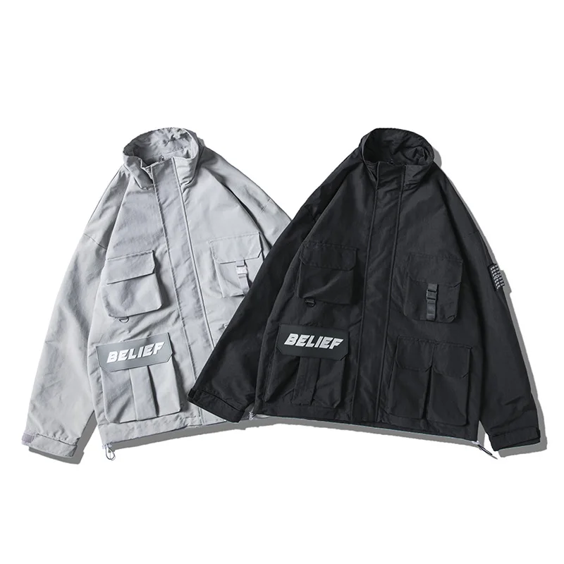 

Northern Boundary Men'S Wear Shu Stand Collar Multi-pockets Tooling Jacket