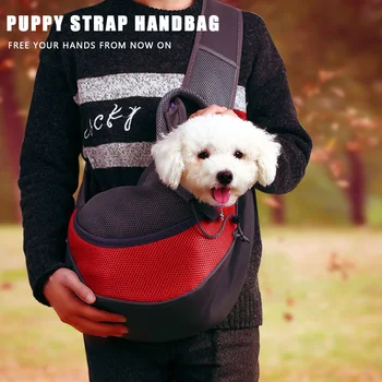 

Pet Puppy Carrier Outdoor Travel Dog Shoulder Bag Mesh Oxford Single Shoulder Bag Sling Mesh Travel Tote Shoulder Bag