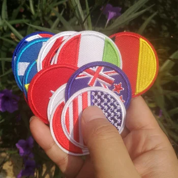 

5.2*5.2CM Flag Embroidered Cloth Sticker Round American Stars and Stripes Back Embroidered Clothing Shoes Cap Embroidery DIY Pat