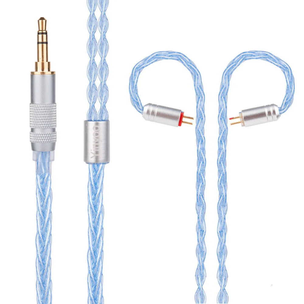 8 Core Silver Plated Cable 2.5/3.5/4.4mm Blue Cable With MMCX/2pin Connector For QT2 LZ A5 Magaosi K5 V20 Sony HQ5 HQ6