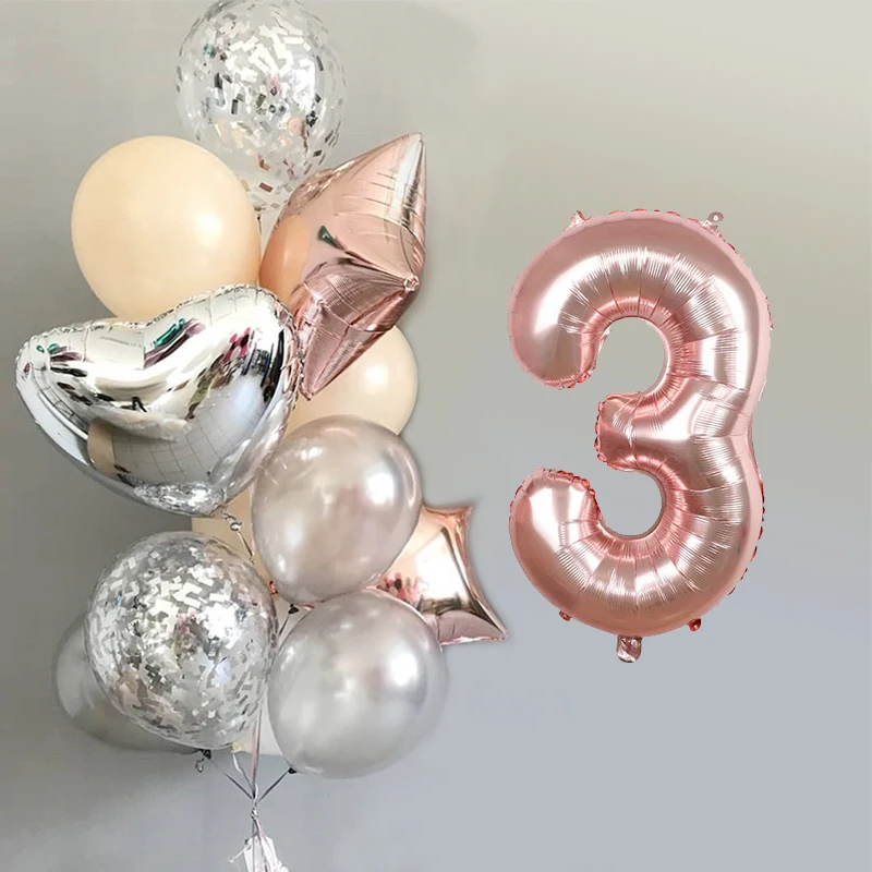 13 шт. 18 дюймов звезда розового золота Фольга шар 30 дюймов номер серебряный латексный воздушный шар "Конфетти" Свадебные украшения день рождения Детские игрушки