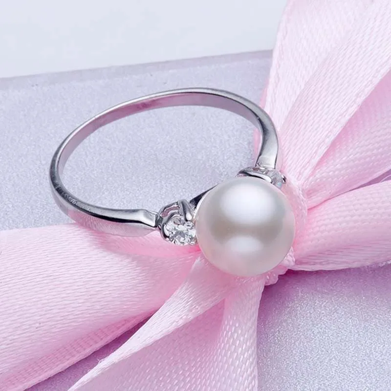 

2020 Natural Pearl Ring Fashion charms Jewelry three style Natural Freshwater round Pearl gift for Women