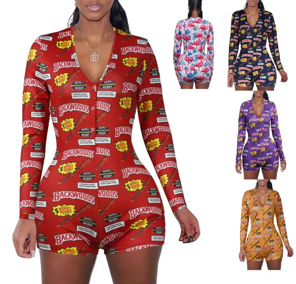 long sleeve printed jumpsuit
