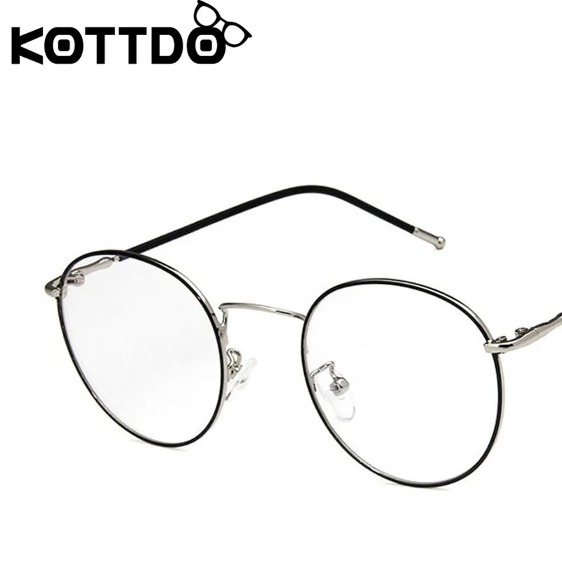 KOTTDO, Модные Винтажные круглые очки, оправа для женщин, Классические прозрачные линзы, оправа для очков для мужчин