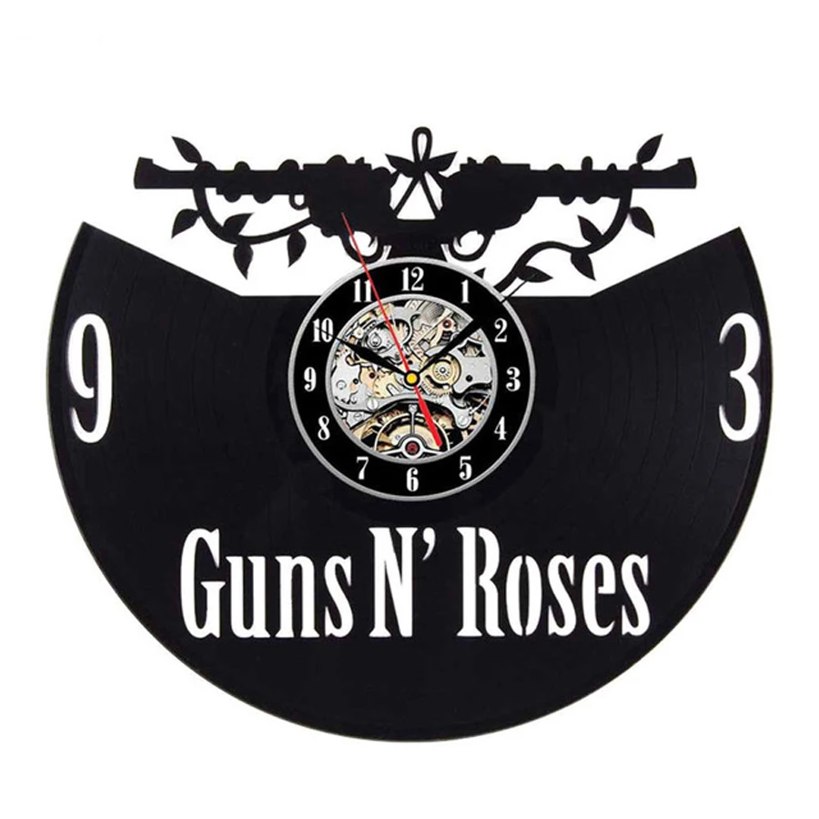 Guns N Rose Slash Виниловая пластинка настенные часы современный дизайн Музыкальная Тема 3D наклейки рок-группа виниловые часы настенные часы домашний декор