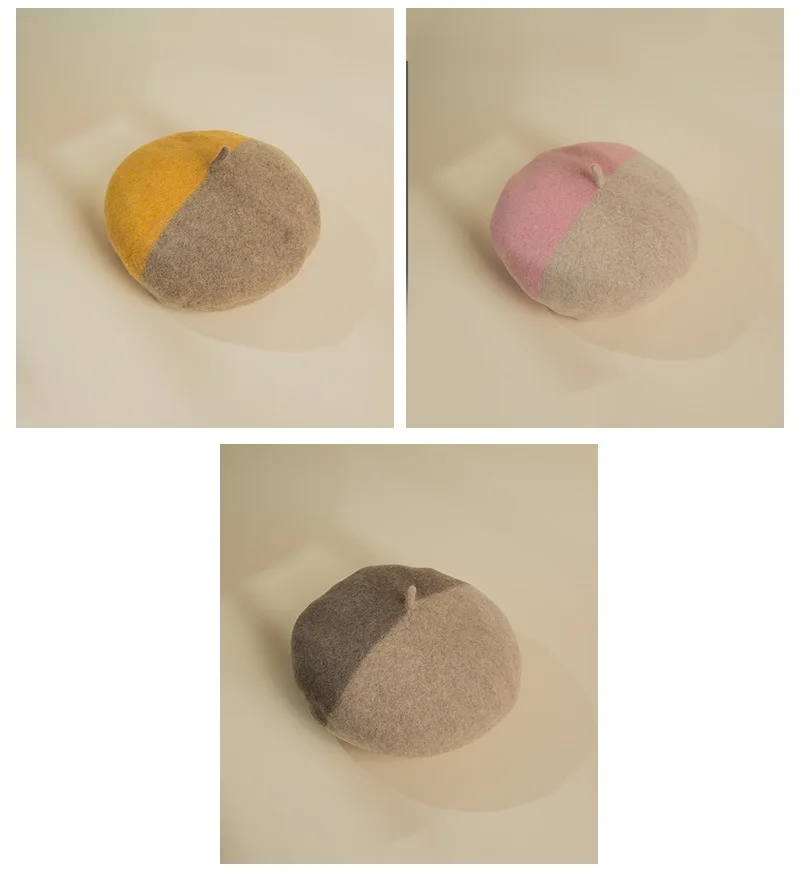 Lady spring Winter Berets Hat Wool beret women's autumn and winter literature retro bud hat Korean printmaker hat British