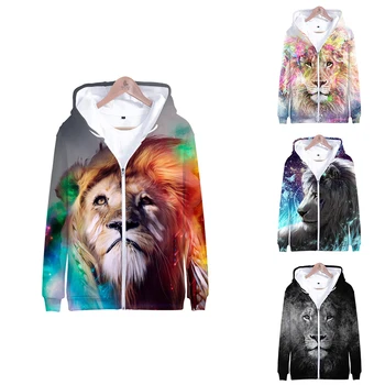 

3d Hoodie Cartoon King Lion Costume Fashion Men Women Zipper Hoodies Jackets Long Sleeve 3D Hooded Sweatshirts Tracksuit Top 4XL
