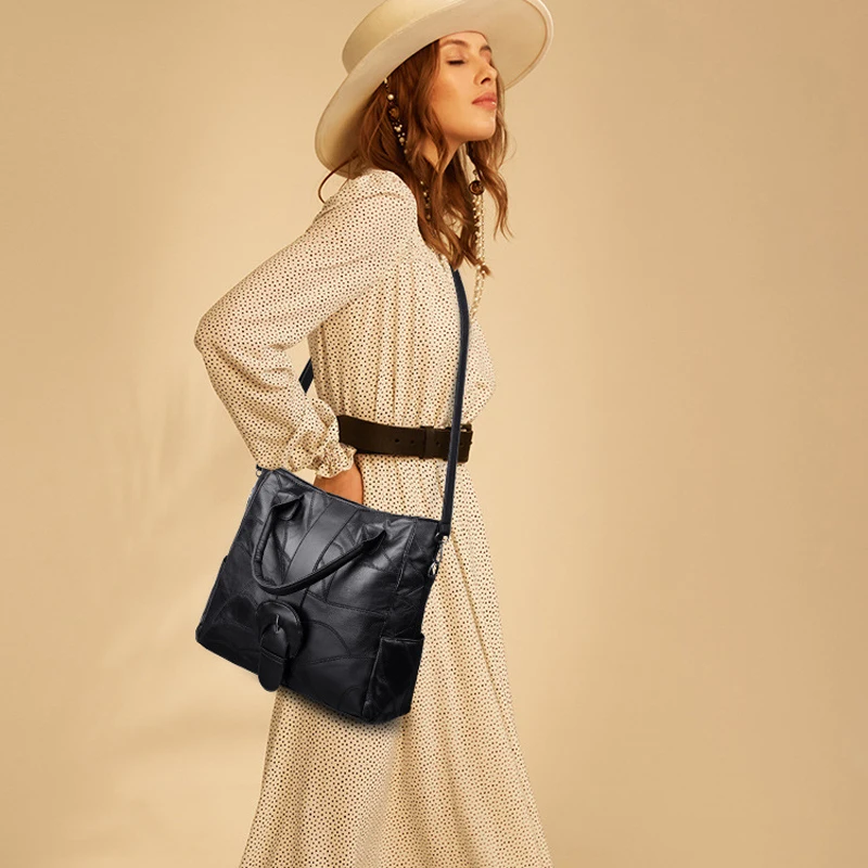 Женские дизайнерские сумки из натуральной кожи, большие женские сумки из овчины, Простые Модные новые качественные сумки через плечо
