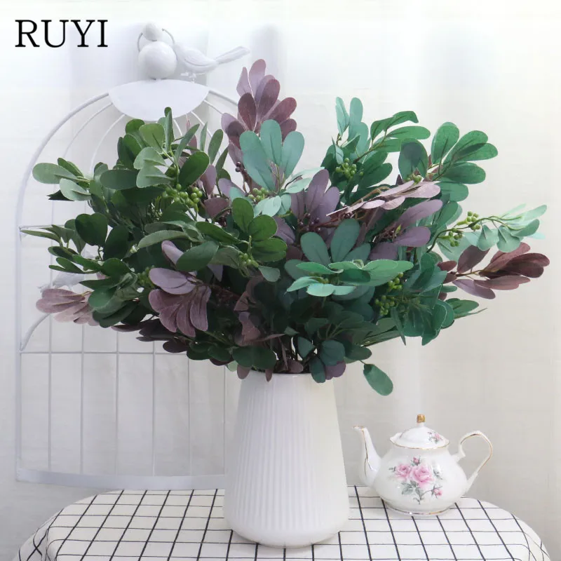 High Quality Artificial Plants Green Jujube Leaves Plants Wall