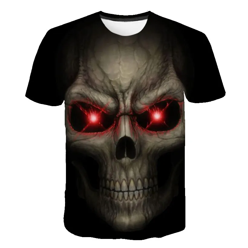 New Skull T Shirt Men Women 3D Print Fire Skull T-shirt Short Sleeve Hip-Hop Tees Summer Tops Cool t shirt Halloween Shirt - Цвет: 5117