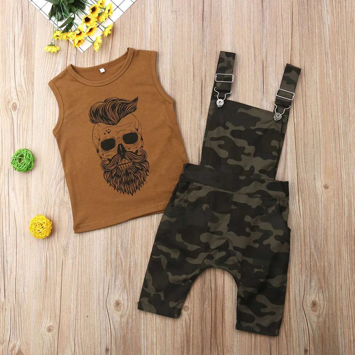 baby boy camo overalls