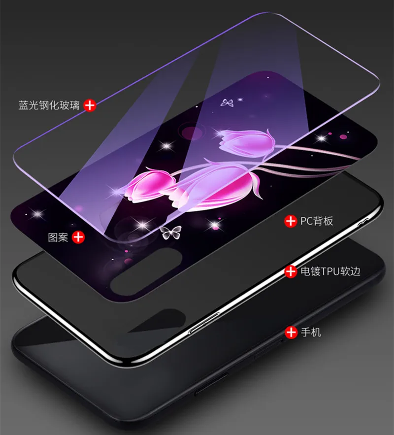 Для huawei Nova 5i Pro 4 4E 5 Чехол 7H анти-Взрывающийся синий свет закаленное стекло задняя крышка для Honor 9X Pro 10 Lite 20 7X 8X 8C