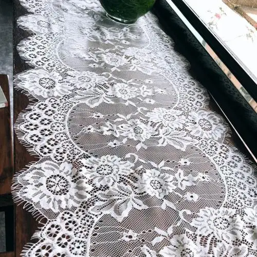 Белый Горячая 36x300 см цветочные кружева настольная дорожка скатерть стул створки Свадебная вечеринка украшения - Цвет: Белый