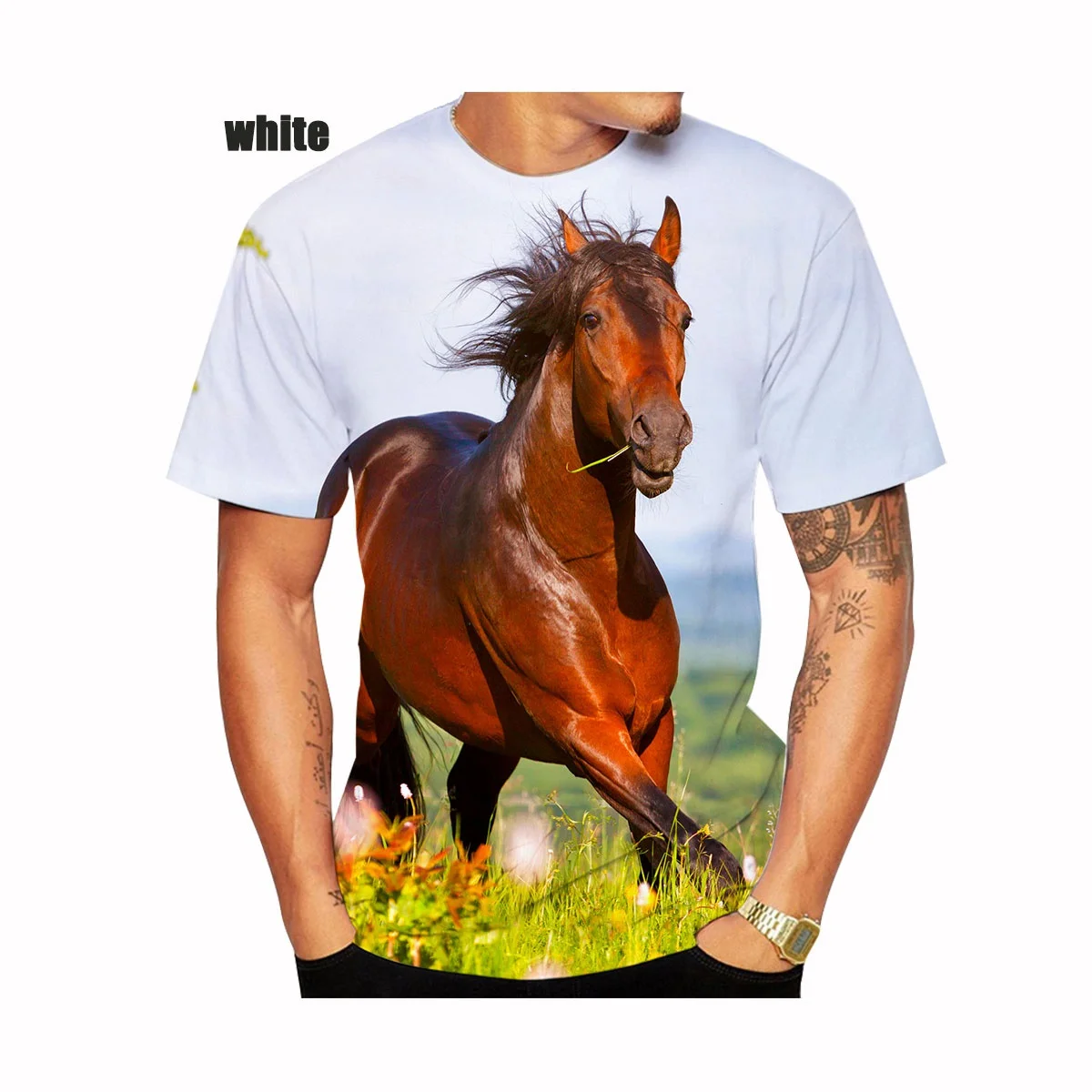 Camisetas con de caballo en 3D para hombre y mujer, camisas holgadas informales de corta con estampado de Animal, talla XS-5XL, novedad de 2021 - AliExpress Ropa de hombre