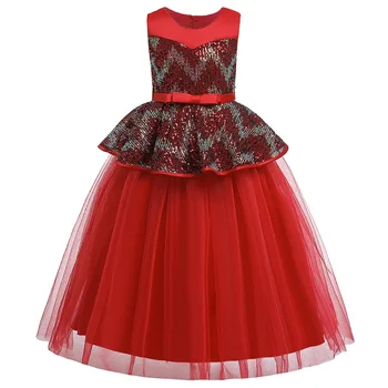 

Kids Girls Sleeveless Ruffle Flounce Neckline Lace Front Yoke Flower Girls Tulle Dress for Wedding Party Casual Summer