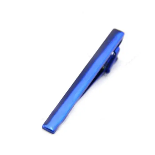 Tie Clip men jewelry luxury Classic gold lase Matte Tie Bar carving Simple Brushed Smooth crystal Clasp Tie Pin Gifts 01Blue