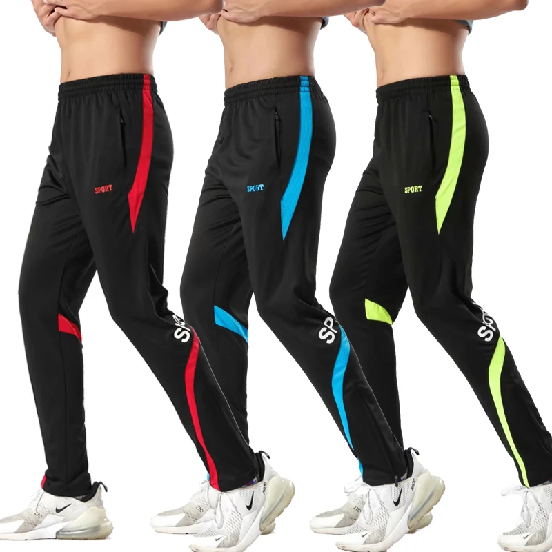Men's Sports Running Football Training Jogging Trousers Gym Fitness Soccer Pants Slim Zipper Football Sweatpants compression pants running pants soccer pants men jogger pants