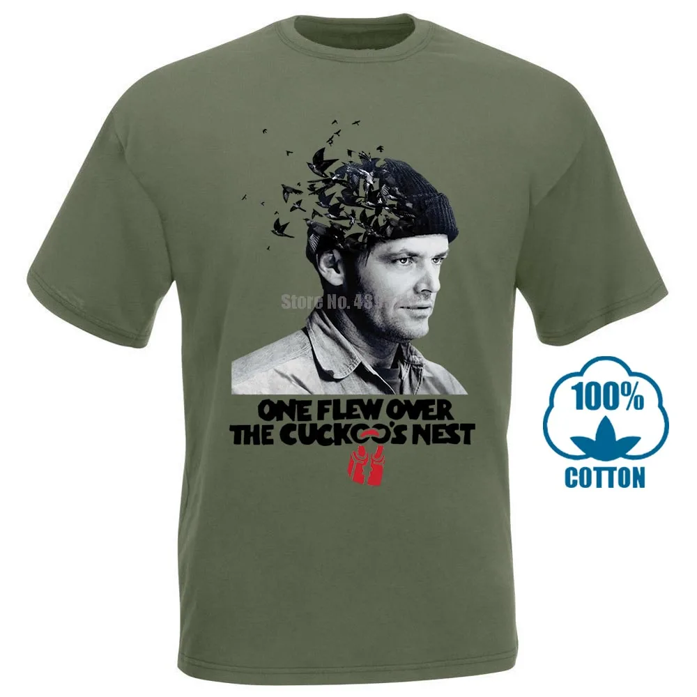 Один летел над Cuckoo S Nest V2 плакат Dtg Футболка белая все размеры S 4Xl - Цвет: Армейский зеленый