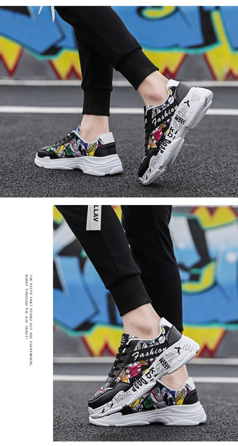 Прямая поставка; летние белые кроссовки; женские повседневные модные кроссовки с граффити на плоской подошве; женская Вулканизированная обувь; XYZ018