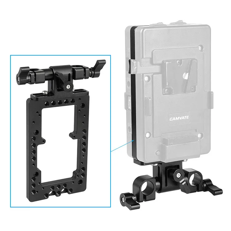CAMVATE Double-faced Battery Plate Annular Type With Adjustable 15mm Rod Clamp 360° Swivel C2204
