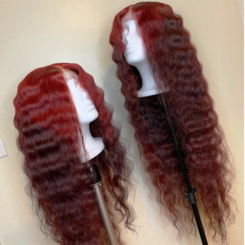 13 × 6 темно-красный и бордовый цвет фронта шнурка человеческих волос парик Remy бразильские объемные волнистые волосы Омбре парик шнурка для женщин