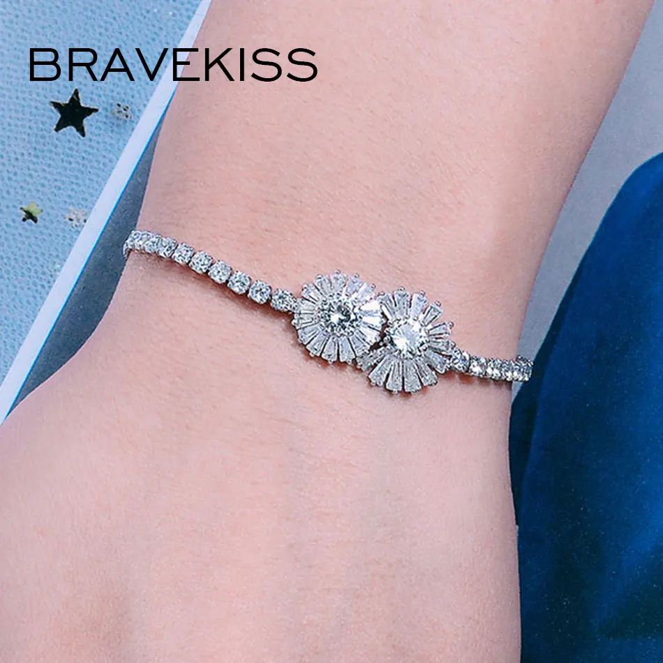 Bravekiss прозрачный браслет-цепочка с двумя цветами для женщин CZ друзья очаровательный Теннисный браслет ювелирные изделия роскошные аксессуары UB0183