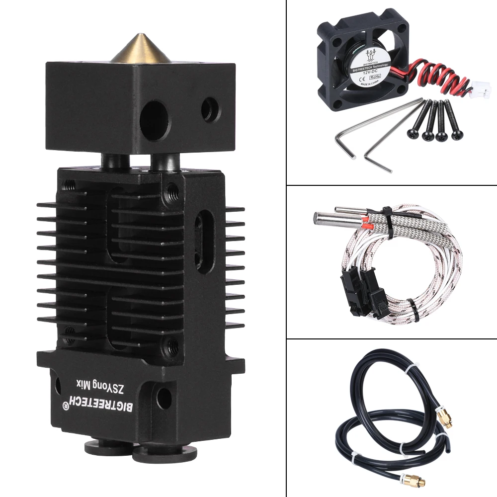 BIGTREETECH 2 в 1 выход Hotend смешанных цветов экструдер 12 в/24 нагреватель запчасти для 3D