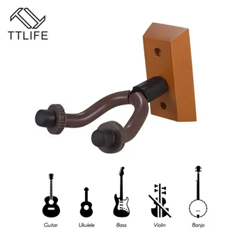 

TTLIFE Guitar Hanger Hook Wooden Wall Mounted Display Bracket Holder Violin Bass String Instruments Storage Racks Sturdy Home