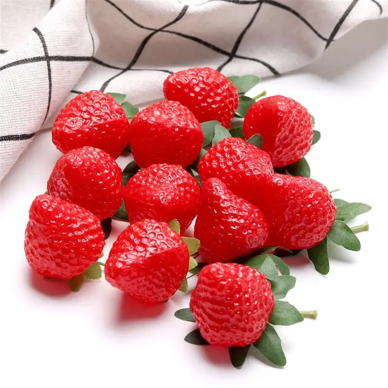 

12PCS Artificial Strawberry Realistic Fake Strawberry Fake Fruit Photo Prop Kitchen Restaurant Decoration