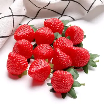

12PCS Artificial Strawberry Realistic Fake Strawberry Fake Fruit Photo Prop Kitchen Restaurant Decoration