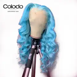 Цвет синий Свободный парик с крупными волнами предварительно выщипанные волосы 180% Плотность фиолетовый/серый кружева спереди