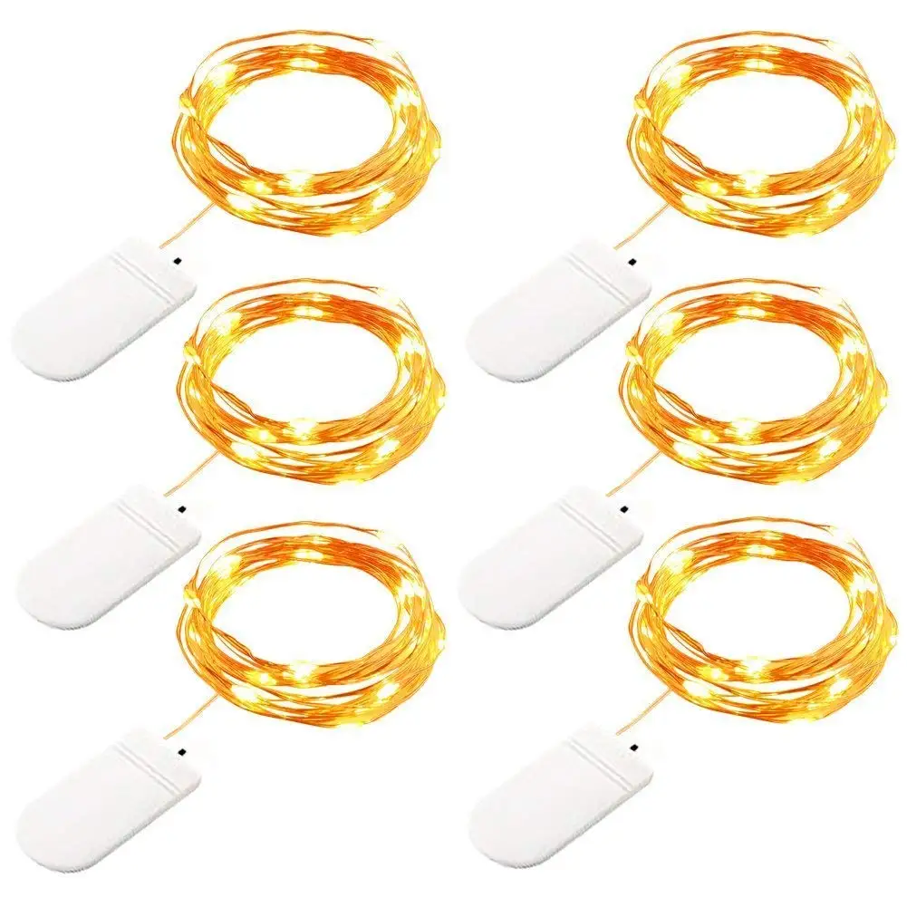 

2M 20LED Copper Wire String Battery Box Festive Room Decoration Modeling Lamp Button Battery Box Copper Wire Led Light String