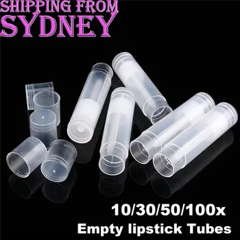 

10/30/50/100x Empty lipstick Plastic Lip Clear Container Tubes Cap 5g Mini DIY Balm Container Glue Stick Clear Travel Bottles AU