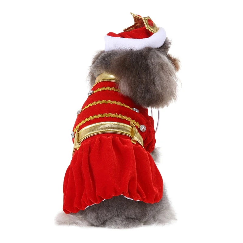 Halloween Pet Cosplay Costume Dog Coat Funny Princes Outfits Set Puppy 2-legged Coat And Hat Apparel Jacket